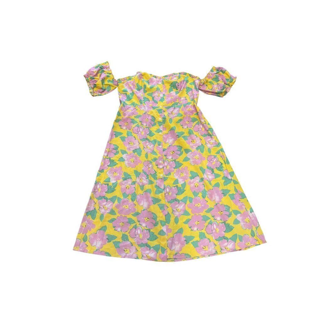 SBetro Floral Spring Button Dress Smocked Back 4XL